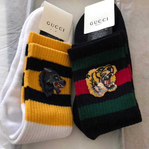 gucci tiger socks black